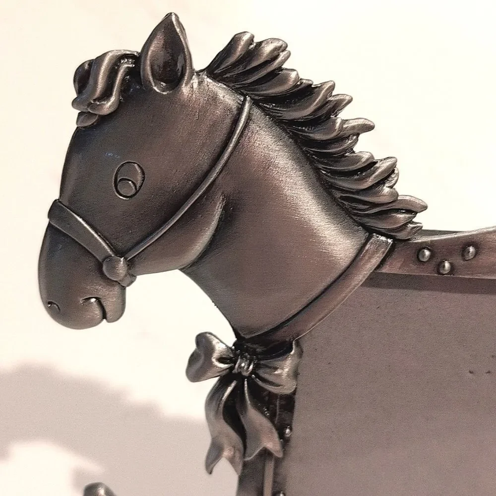 Silver Rocking Horse Picture Frame Holds 3